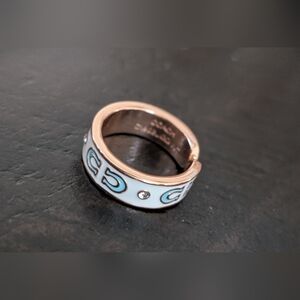 Coach White and Gold With Blue Women's Ring Adjustable To Your Finger One Size